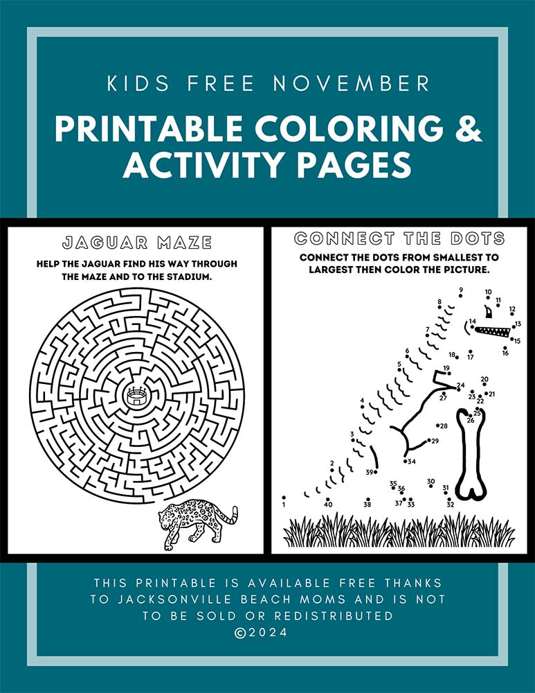 Kids Free November: Free Jacksonville Printable Coloring and Activity Pages